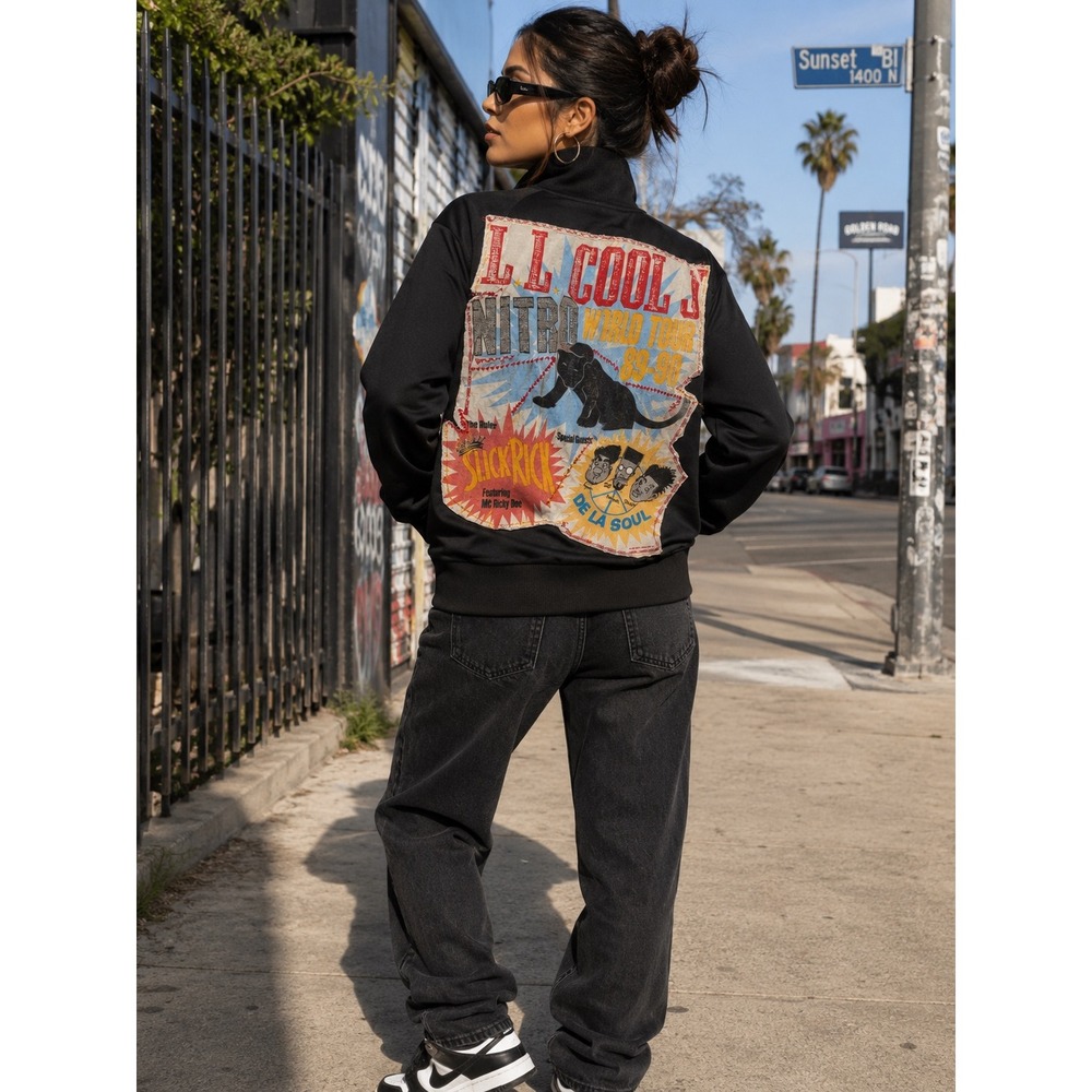 LL Cool JNitro World Tour 89-90 Graphic Track Jacket Black Slick Rick De La Soul